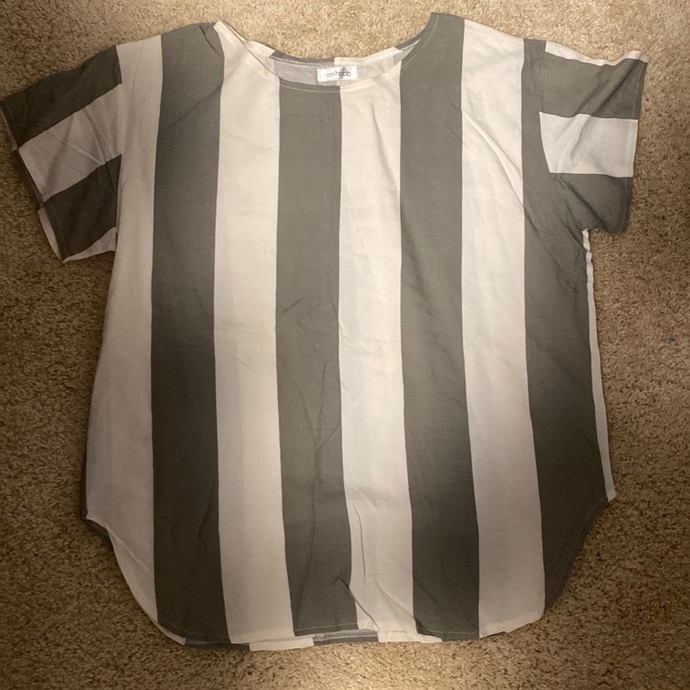 Green and white stripped blouse